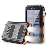 TNEMOAO Solar Power Bank - 36800mAh Solar Phone Charger, USB-C QC3.0 Fast Charger with LED Flashlight, IP65 Waterproof Portable Power Bank for Camping, Hiking Outdoor Activities（Orange）