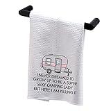 BDPWSS Camping Kitchen Towel I Never Dreamed I'd Grow Up to Be a Super Sexy Camping Lady Outdoor Camping Happy Camper Gift (Camping Lady TW)