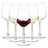SHYRC Wine Glasses Set of 6, 12oz Clear Red/White Wine Glasses, Long Stem Glasses for Party, Wedding and Home