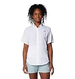 Columbia Womens PFG Tamiami II Short Sleeve Fishing Shirt, White, Medium