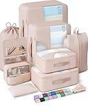 Veken 8 Set Packing Cubes for Travel, Beach Vacation Essentials Accessories for Cruise Ship, Suitcase Organizer Bags for Luggage with Hanging Toiletry & Shoe Bag, Birthday Gifts for Women Mom Her