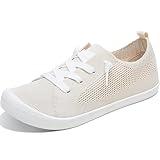 ALTOCIS Women's Knit Slip On Sneakers Ladies Elastic Low Top Flats Lightweight Breathe Mesh Fashion Sneakers Cute Flying Woven Loafers(Beige US7)