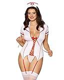 Dreamgirl Women's Sexy Lingerie Costume Set Stretch Knit Garter Slip G-String and Nurse Cap, Triage Trixie, One Size