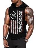 Babioboa Men's Bodybuilding Sleeveless Shirts Dry Fit Training Hooded Tank Tops Lightweight Gym Workout Athletic Hoodies(B4 X-Large)