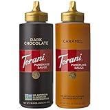 Torani Puremade Caramel and Dark Chocolate Sauce Variety 2-Pack for Desserts and Coffee Drinks, 16.5 Oz Ea