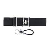 Dielianyi 1.5-inch Elastic Equestrian Belt with Stretchable Waist Belt with Surcingle Buckle Horses Leather Key Strap Riding Belt for Horseback Equestrian Sports