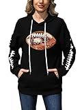 Zylkor Game Day Hooded Sweater Women American Football Graphic Sweatshirts Football Season Casual Sport Pullover Hoodies