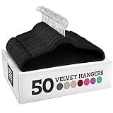 Zober Velvet Hangers 50 Pack - Heavy Duty Black Hangers for Coats, Pants & Dress Clothes - Non Slip Clothes Hanger Set - Space Saving Felt Hangers for Clothing