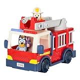 Bluey Firetruck | Firetruck, Exclusive Firefighter Bingo and Bob Bilby Figures | Raise The Ladder, Spin It Around and Roll Out The Hose | Includes Sticker Sheet