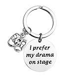 TGBJE I Prefer My Drama On Stage Keychain - Theater Gift With Comedy Tragedy Masks Charm - Drama Teacher Thespian Motivational Gift