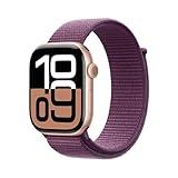 Apple Watch Series 10 [GPS 46mm case] Smartwatch with Rose Gold Aluminum Case with Plum Sport Loop. Fitness Tracker, ECG App, Always-On Retina Display, Carbon Neutral
