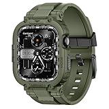 amBand for iWatch Series 10 46mm Band Case Men, M1 Sport Tactical Shockproof Wristband for Apple Watch 46 mm, Perfect for Fitness/Outdoor Enthusiasts Military Fans Fashion Seekers - Army Green