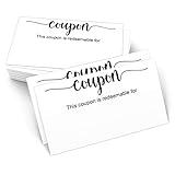 321Done Blank Coupon Cards White, Made in USA - 3.5x2, Little Make Your Own Gift Certificate, Vouchers for Present, Holiday, Valentines Simple Redeemable For Design, Lots of Space to Write, 50-Pack