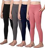 AENLLEY Yoga Active Leggings for Girls with 2 Pockets - Kids Workout Yoga Pants for Athletic (Pack of 4)