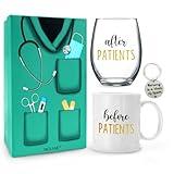 NICKANE Before, After Patients Set | 11oz Coffee Mug, 15oz Wine Glass | Nurse Graduation Gift Ideas | Thank You and Appreciation For Nurses, Doctors, Dentists, Hygienists, Physician