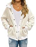 MEROKEETY Women's 2024 Winter Long Sleeve Button Sherpa Jacket Coat Casual Warm Fleece