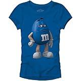 Mad Engine M&M's Candy Cartoon Character Women's Juniors Halloween Costume T-Shirt(Blue)