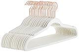 Amazon Basics Slim, Velvet, Non-Slip Suit Clothes Hangers, Ivory/Rose Gold - Pack of 30