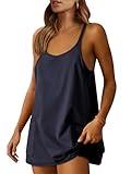 ANRABESS Women Athletic Dress Summer Tennis Workout Active Sports Mini Romper Dress Built in Shorts Travel Vacation Clothes Navy Blue Large