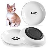 CSD Cat Food Bowl (3 Pack) - Ceramic Cat Bowls with Nonslip Silicone Bottom, Whisker Friendly, 200ml Capacity