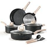 CAROTE 14Pcs Pots and Pans Set Non Stick, Cookware Sets Induction Cookware Granite Cooking Set with Frying Pans, Saucepans, Saute Pan, Extra Large Casserole