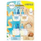 Febreze Odor-Fighting Fade Defy PLUG Air Freshener, Refresh and Energize, Soothe and Restore, Pack of 4 (2 of Each), .79 fl. oz. Oil Refill