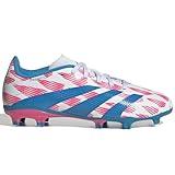 adidas League Predator Firm Ground Sneaker, White/Solar Blue/Solar Pink, 11 US Unisex Little Kid