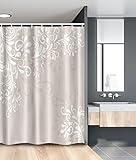 Ambesonne Oriental Stall Shower Curtain, Floral Ivy Swirls and Leaves Abstract Modern Frame Like Artwork Image, Fabric Bathroom Decor Set with Hooks, 54" W x 78" L, White Cream