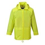 Portwest Classic Rain Jacket Waterproof Work Wear Coat Multi Pockets Outdoor Durable, Yellow, Large