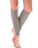 Super Z Outlet Women's Cable Knit Leg Warmers Knitted Crochet Long Socks (Grey)