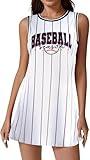 Baseball Dresses for Women Baseball Season Tank Tops Casual Workout Outfits Sleeveless Sports Tank Dresses Summer Tops White