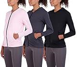 3 Pack: Womens Just My Plus Size Dry Fit Long Sleeve Full Zip Up Hoodie Jacket Ladies Athletic Running Track Workout Sports Yoga Pockets Shirt Rain Sweat Up Winter Rain Lightweight Outerwear-SET8, 3X