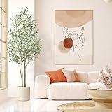 Alupssuc 6ft Artificial Olive Tree with Natural Wood Trunk & Lifelike Fruits, Fake Olive Tree with White Planter for Home Balcony Office Garden Room Decor Gift, 6 Feet, 72 in