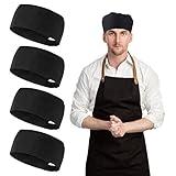 Yolev 4 Pcs Unisex Chef Hats Adjustable Kitchen Cooking Caps with Breathable Mesh Top Cooking Caps with Elastic One Size Fit Most Black Breathable Mesh Top