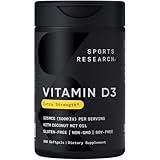 Sports Research Vitamin D3 5000 IU with Coconut MCT Oil - High Potency Vitamin D Supplement for Immune & Bone Support - Non-GMO Verified, Gluten & Soy Free – 125mcg, 360 Liquid Softgels