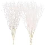 Sea Team 24-Pack Artificial Glitter Berry Stem Ornaments, Decorative Bead Sticks, Glittery Twigs, Picks, Branches for Christmas Tree, Small Vase, Holiday, Wedding, Party (15 Inches, White)