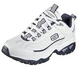Skechers Men's Energy Afterburn Lace-Up Sneaker, White/Navy, 10.5 Wide
