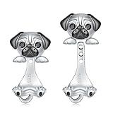 Animal Jacket Earrings for Womens 925 Sterling Silver Axolotl Pug Cat Goat Earrings Cute 3D Earrings Jacket Hypoallergenic (Pug dog Jacket)