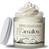 Amallow 100% Grass Fed Beef Tallow for Skin Care - Face + Body - Whipped Moisturizer for Sensitive Skin - Natural Lotion, 4 FL. oz. (Unscented + Jojoba Oil)