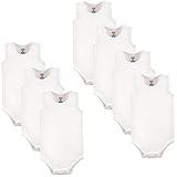 Luvable Friends Unisex Baby Cotton Sleeveless Bodysuits, White, 12-18 Months