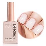 Beetles Milky White Gel Nail Polish - 15ml Neutral Jelly Nude Nail Polish Base Color Nail Concealer Sheer Translucent Effect Soak Off UV LED French Nail Art Salon DIY Manicure Gift for Women 0.5Oz