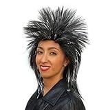 Rock Star Spiked Black Wig with Silver Tinsel Costume Accessory Hair Punk Adult Teen