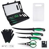 Pak 11-Pc Fish Fillet Knife Set - Cleaning Kit, Fishing Equipment, BBQ Knives, Scissor