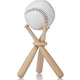 Honoson Baseball Stand Baseball Holders for Balls Display Baseball Bat Wooden Display Stand Holder Display Baseball Centerpieces for Tables for Baseball Sports Lover(Wood Color,1 Pack)