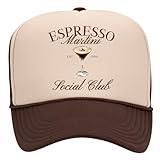 Espresso Martini Social Club Trucker Hat | Margs Tequila Drinking Funny Cute Drinks | Premium Snapback Hat for Men & Women (US, Alpha, One Size, Brown/Tan)