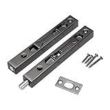 Sumnacon 2Pcs 6 Inch Door Bolts - Stainless Steel Concealed Security French Door Locks with Hardwares, Metal Flush Latch Bolts for Composite Wood Double Dummy Door, Black