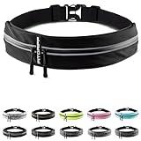 Fitgriff® Running Belt for Men & Women - Secure Jogging Pouch for Phone, Keys & Essentials - For All Cell Phones (Black, 33.5" - 47.5" Waist Size)