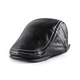 Mens Newboy Cap Ivy Cap PU Leather Newsboy Hat Adjustable Beret Caps Classic Golf Flat Cap Gatsby Driving Fishing Hat