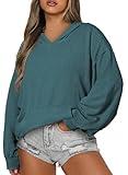 Eytino Women Plus Size Hoodies Casual Long Sleeve Pullover Sweatshirt Shirts Tops with Pockets,5X Dark Green