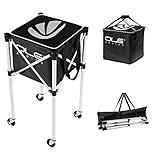 OLE ANDIGO Tennis Balls Hopper Tennis Ball Basket with Side Pockets Lightweight Tennis Ball Cart Holds 160 Balls, Portable Sports Teaching Cart with Wheels for Tennis Player (Tennis Ball Cart)